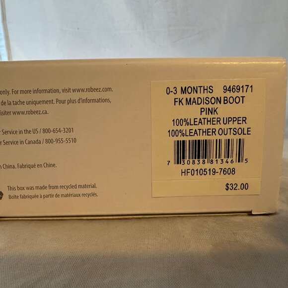 Robeez  Madison First Kicks, Pink Leather Bootie   0-3 Months    NEW IN BOX - Picture 3 of 5